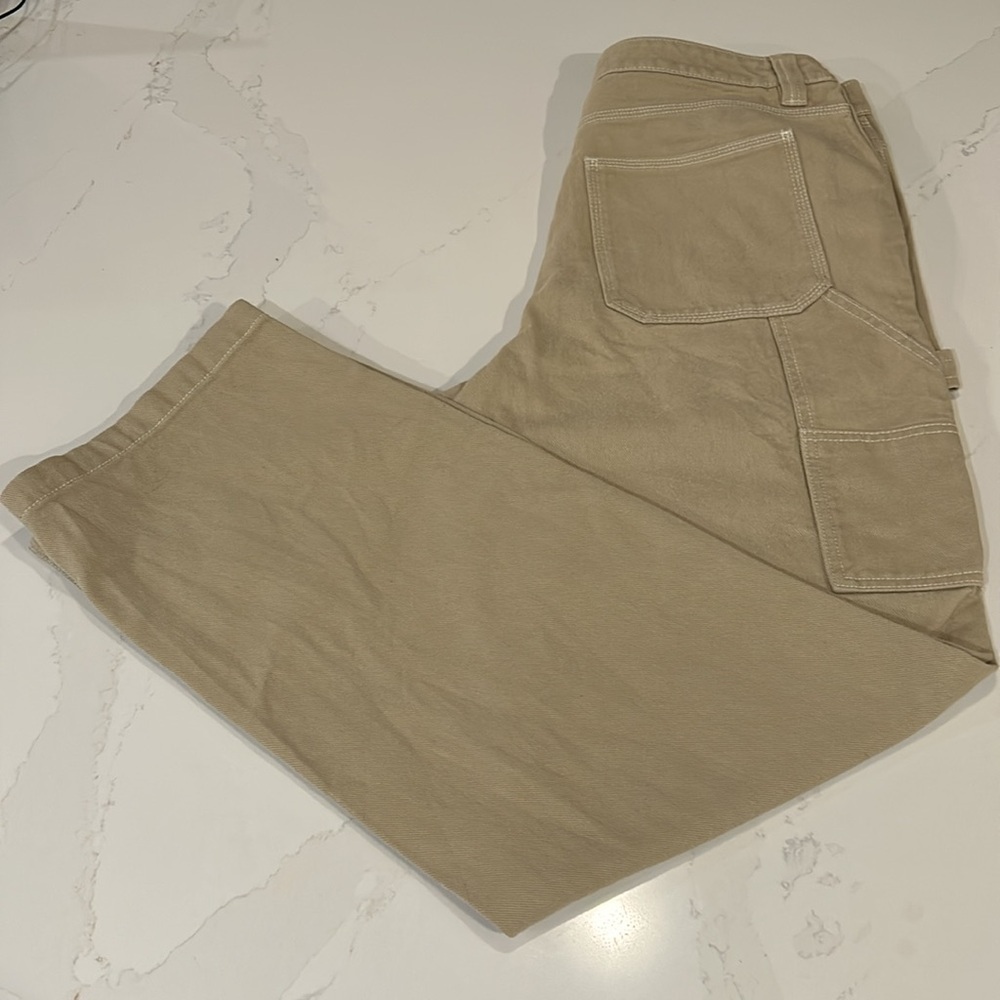 TNA Wide Leg Utility Pants in Light Khaki
